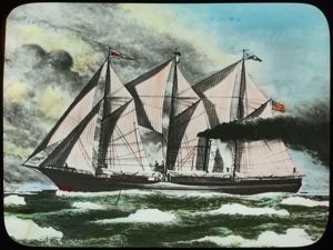 Image of S.S. Roosevelt at Sea [from painting of vessel with all sails set]  